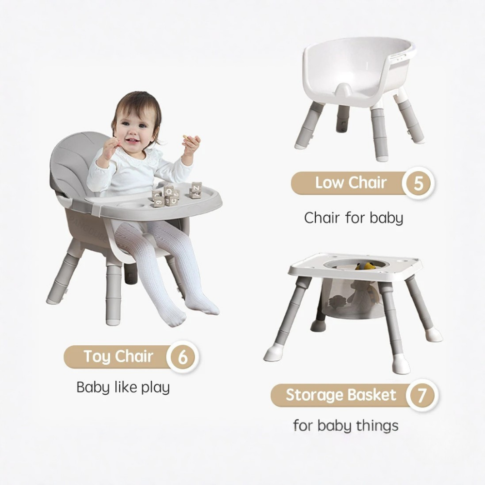 Chaise Haute Bébé 7-en-1 Multifonction