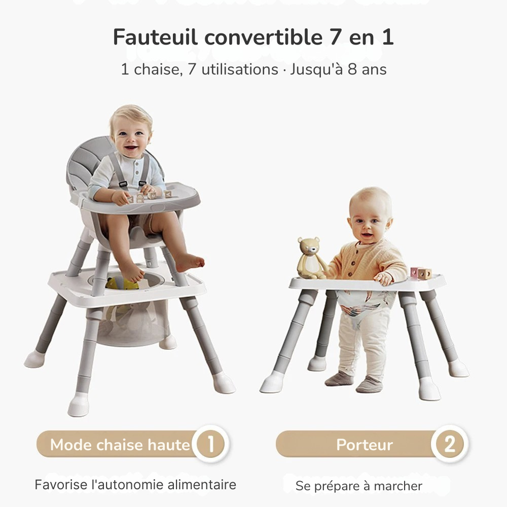 Chaise Haute Bébé 7-en-1 Multifonction