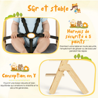 Chaise Haute Bébé en Bois Réglable