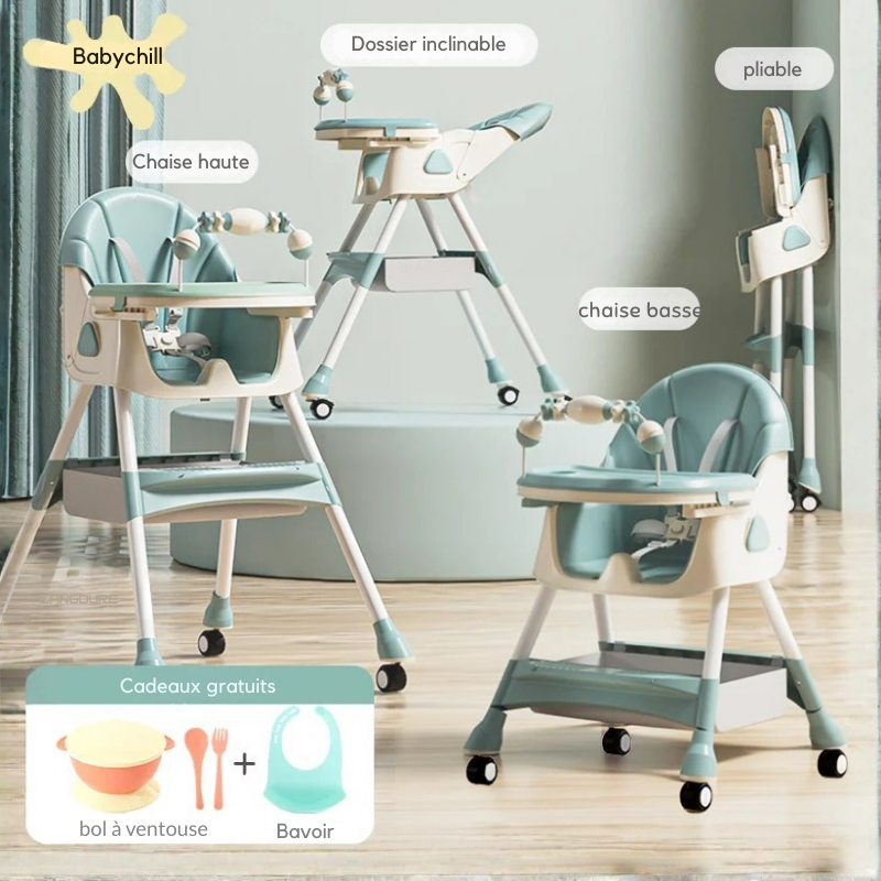 Chaise Haute Bébé Réglable et Inclinable