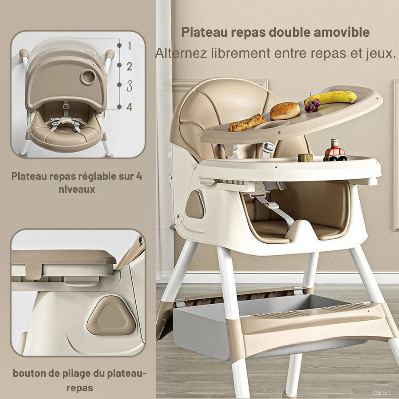 Chaise Haute Bébé Réglable et Inclinable