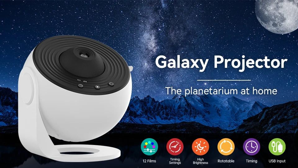 Veilleuse Galaxie Rotative 360° | Veilleuse pour enfants