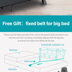 PANGDUBE 4-in-1 Baby Crib Multifunctional Convertible Bed with Rocker & Baby Playpen Newborn Changing Table Foldable Travel Cot