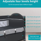 PANGDUBE 4-in-1 Baby Crib Multifunctional Convertible Bed with Rocker & Baby Playpen Newborn Changing Table Foldable Travel Cot