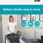 PANGDUBE 4-in-1 Baby Crib Multifunctional Convertible Bed with Rocker & Baby Playpen Newborn Changing Table Foldable Travel Cot