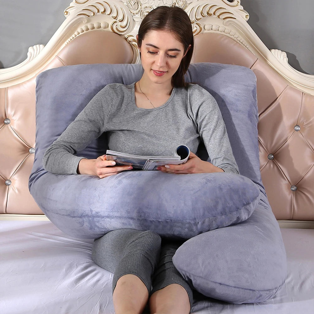 PANGDUBE Oreiller de grossesse 130*70cm Oreiller de taille pour femmes enceintes Oreiller d'allaitement Coussin d'allaitement pour femmes