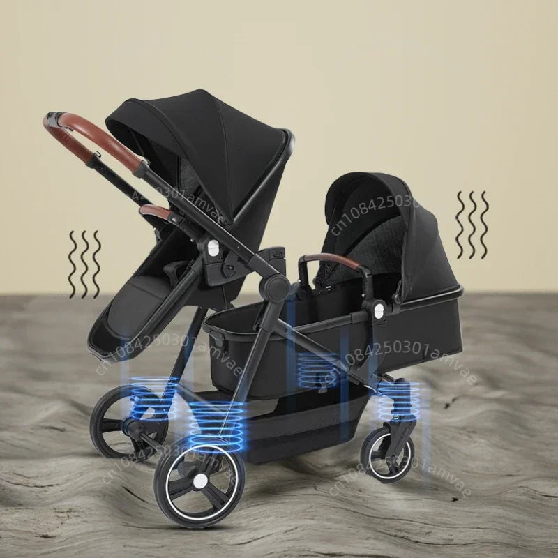 Poussette Double Légère 2-en-1 Pliable