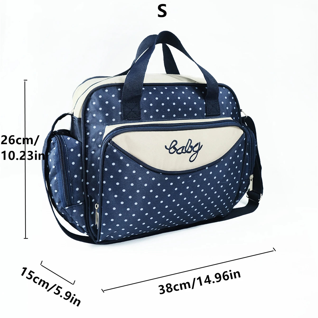 Fashion dot one shoulder mommy bag; Large capacity diagonal cross mother baby bag; Small and lightweight portable diaper bag