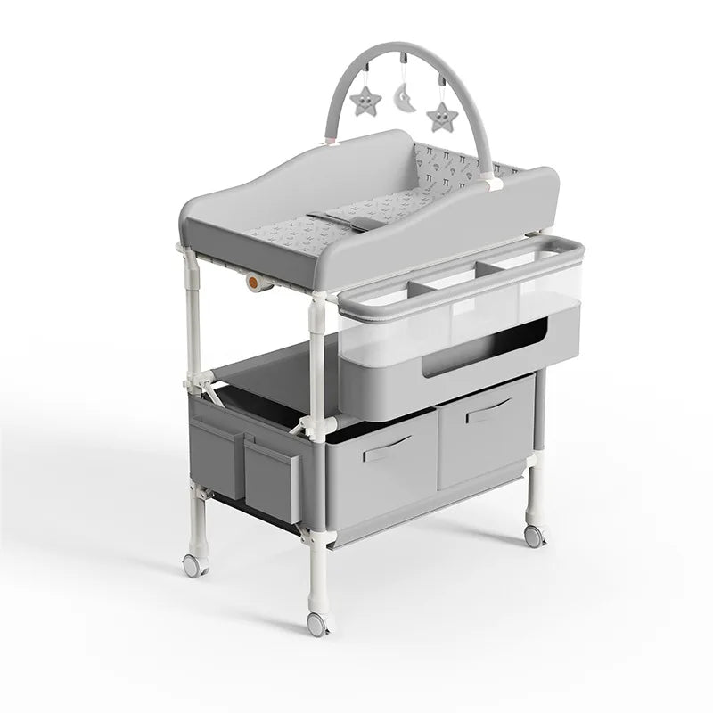 6-in-1 Portable Baby Care Station - Foldable Changing Table with Removable Bath Tub, Massage Mat & Storage Organizer
