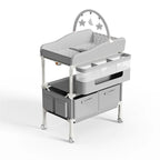6-in-1 Portable Baby Care Station - Foldable Changing Table with Removable Bath Tub, Massage Mat & Storage Organizer
