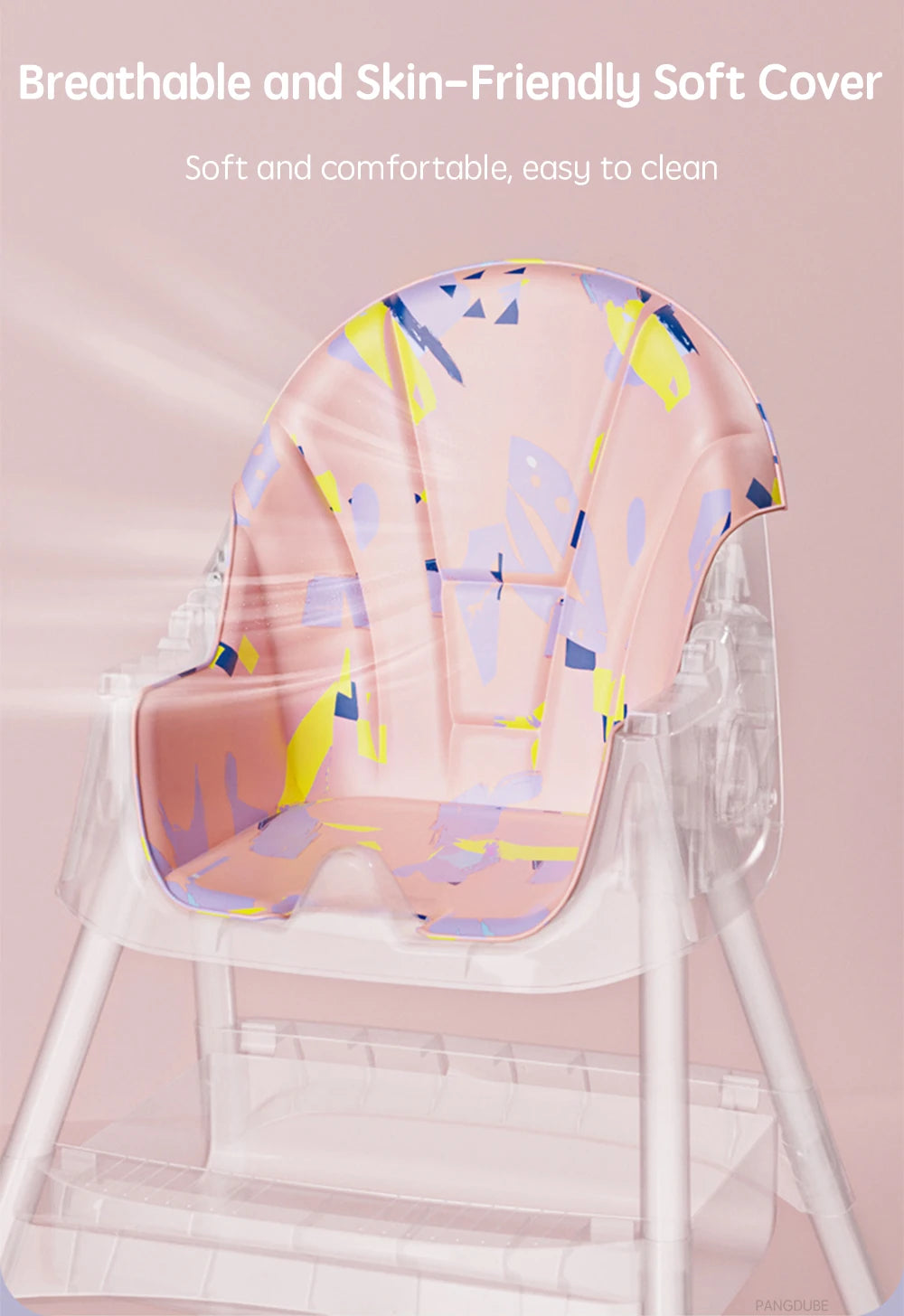 PANGDUBE Baby Seat Toddler Eating Chair Baby High Chair for Dinner Baby Feeding Chair with 4 Wheels, Bib, Bowl&spoon, Reclining