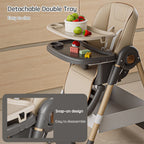 PANGDUBE Baby High Chair Adjustable Height Foldable Dining Chair W/Wheels & Tray Foldable Reclining Kid Feeding Seat For Dinner