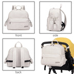 Soboba Stylish Diaper Backpack for Women Solid Fashion Waterproof Large Capacity Multi-funcional Nappy Changing Bag with 2 Strap