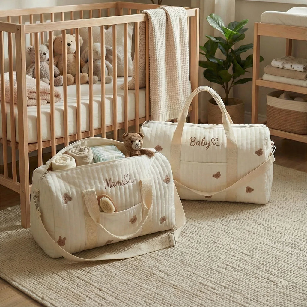Personalized Name Embroidered Maternity Bag | Autumn-Winter Large-Cap 2-Way: Handheld/Crossbody | Mom & Baby Trips