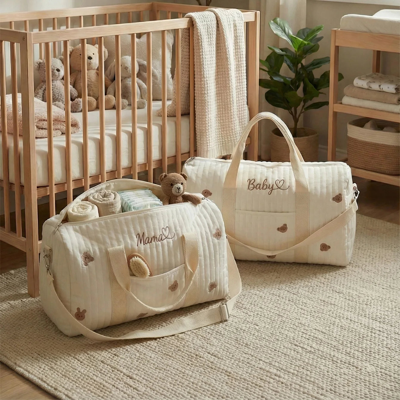 Personalized Name Embroidered Maternity Bag | Autumn-Winter Large-Cap 2-Way: Handheld/Crossbody | Mom & Baby Trips