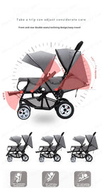 Poussette Double Jumeaux 2-en-1 Pliable