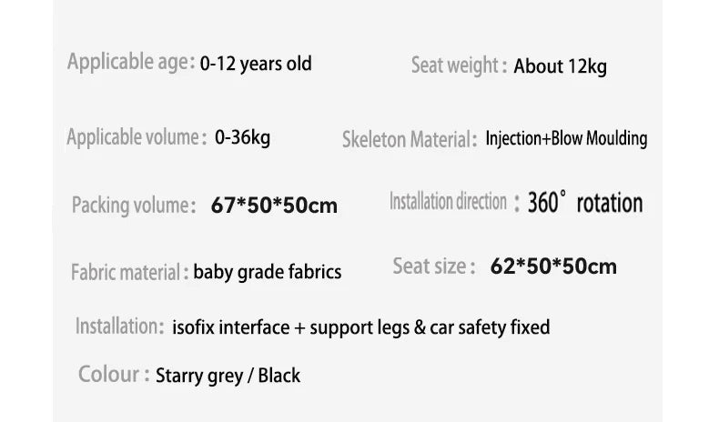 Baby Car Seat ISOFIX car seat Infant Safety Car Seats Child Safety Convertible Child Safety Car Seats 360° Rotatable ECE R129