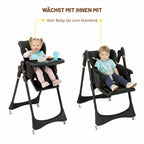 Baby High Chair 2-in-1 Combo High Chair with Swing Function Height Adjusttion Children High Chair Dining Chair Baby Chair Black