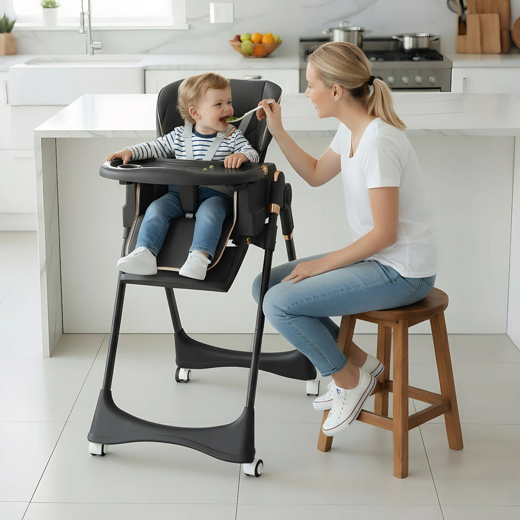 Baby High Chair 2-in-1 Combo High Chair with Swing Function Height Adjusttion Children High Chair Dining Chair Baby Chair Black