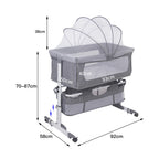 Lit bébé 3-en-1, berceau bébé avec moustiquaire, lit de voyage avec matelas, réglable, avec panier de rangement, nid mobile bébé