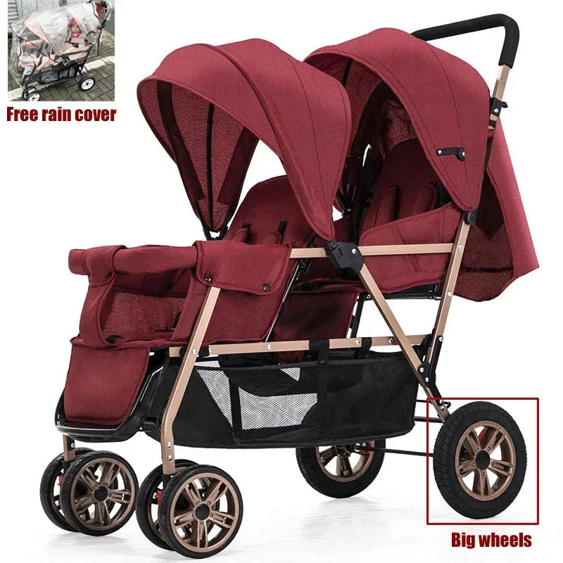 Poussette Double Jumeaux 2-en-1 Pliable