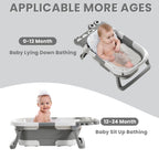 Foldable Baby Bath with Baby Bath Cushion and Built-In Thermometer – Children's Bath with Baby bath mat