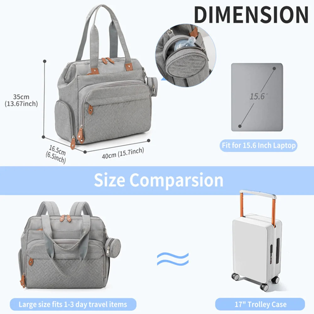 PANGDUBE Large Size Mom Dad Backpack Baby Diaper Bags with Pacifier Bag Nappy Bag for Baby Things Maternity Backpack for Mommy