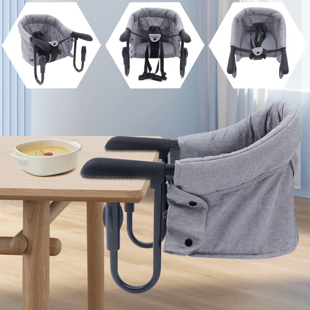 Clip On High Chair Fold-flat Storage Portable Feeding Seat High Load Design Attach To Fast Table Chair For 0-24 Months At Home