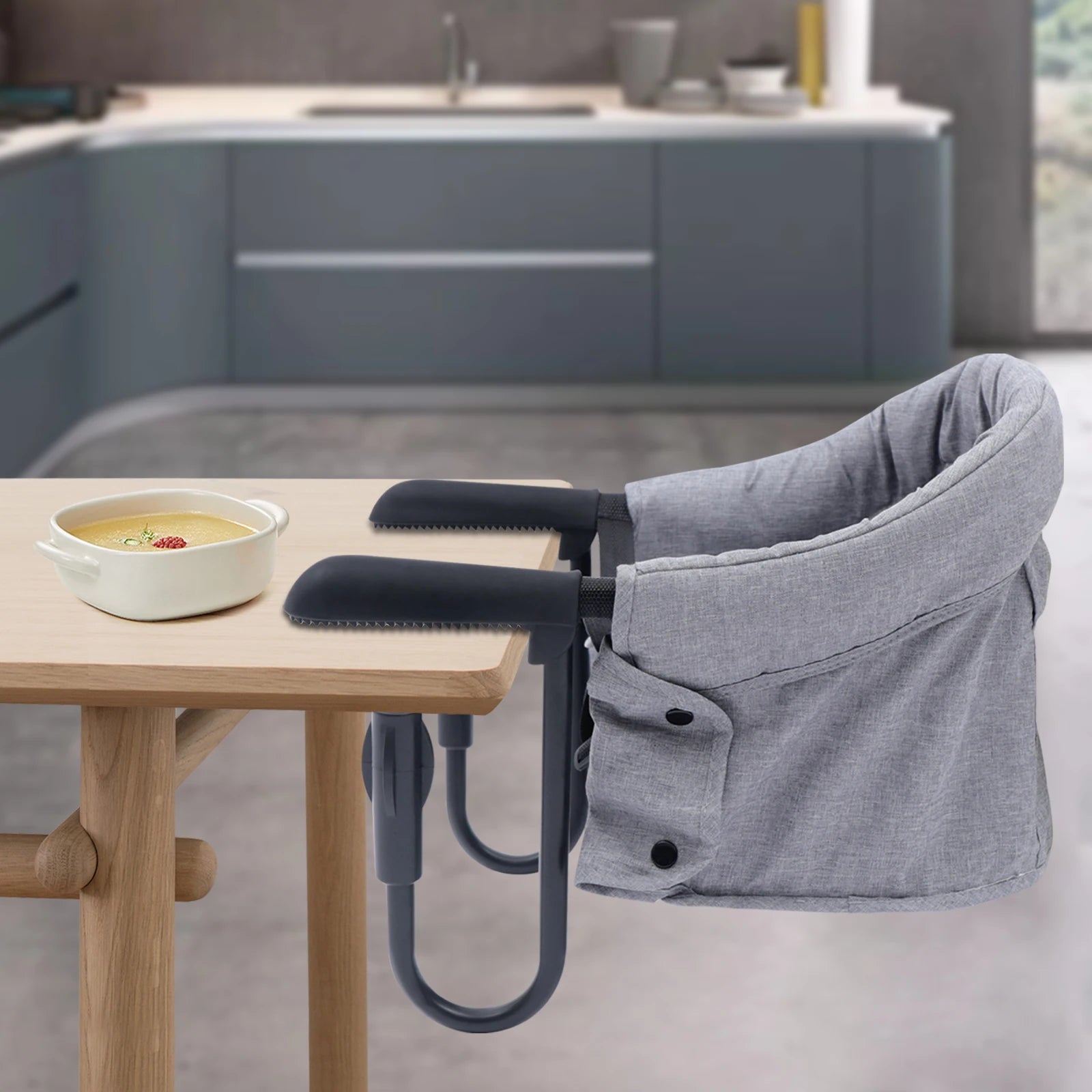 Clip On High Chair Fold-flat Storage Portable Feeding Seat High Load Design Attach To Fast Table Chair For 0-24 Months At Home