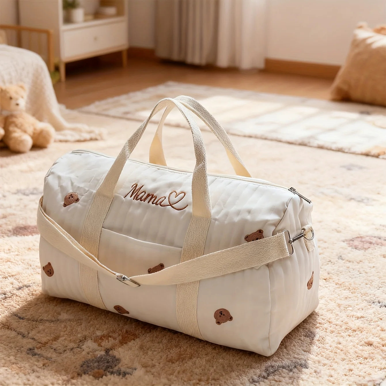 Personalized Name Embroidered Maternity Bag | Autumn-Winter Large-Cap 2-Way: Handheld/Crossbody | Mom & Baby Trips