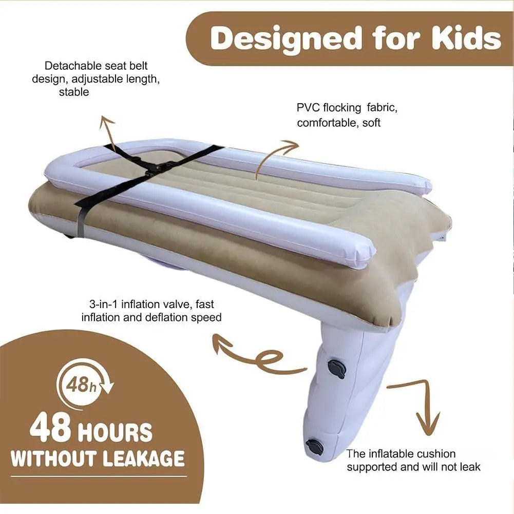 Inflatable Car Airplane Bed Mattress Air Bed Seat For Kid Baby Extender Sleeping Mattress Seat For Travel Car Road Trip