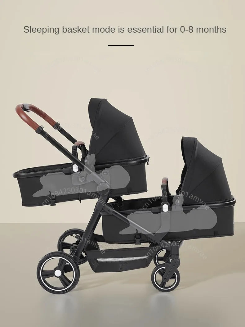 Poussette Double Légère 2-en-1 Pliable