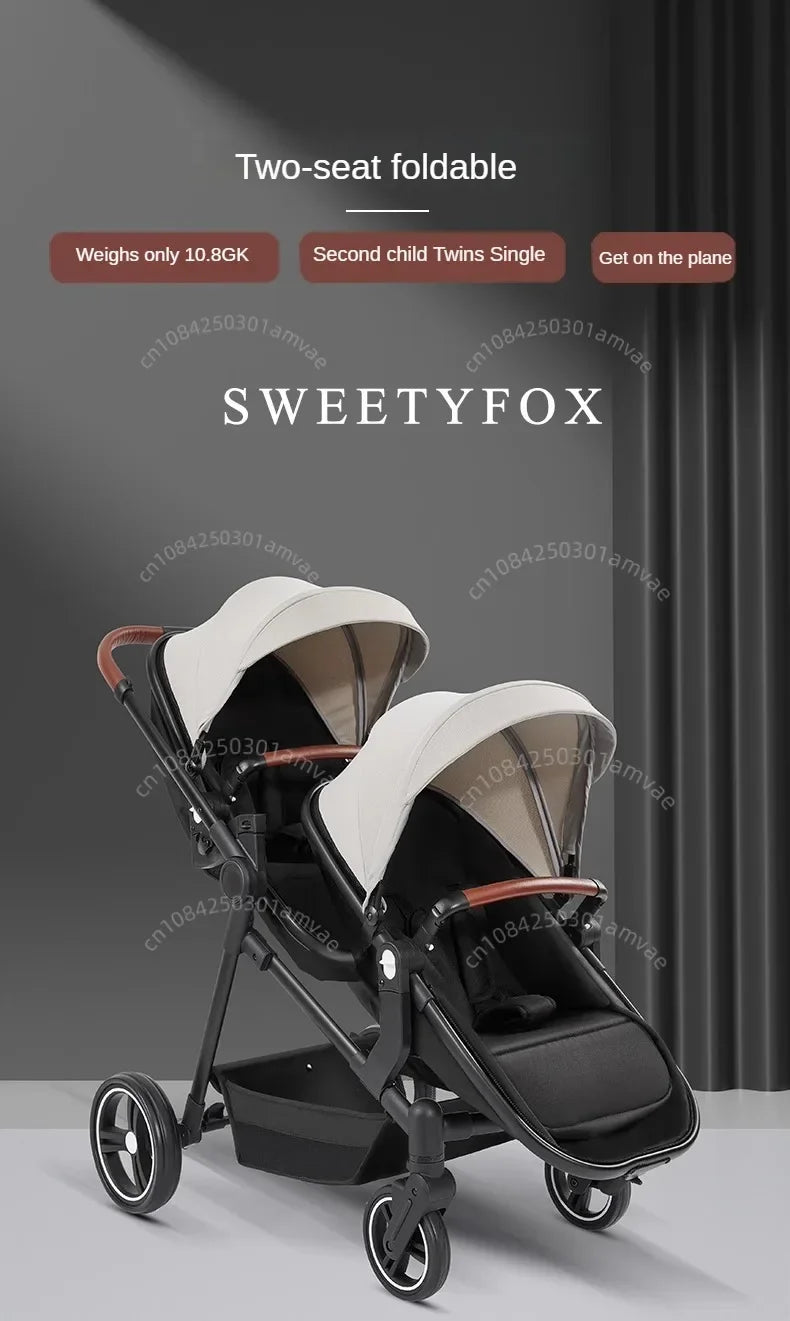 Poussette Double Légère 2-en-1 Pliable