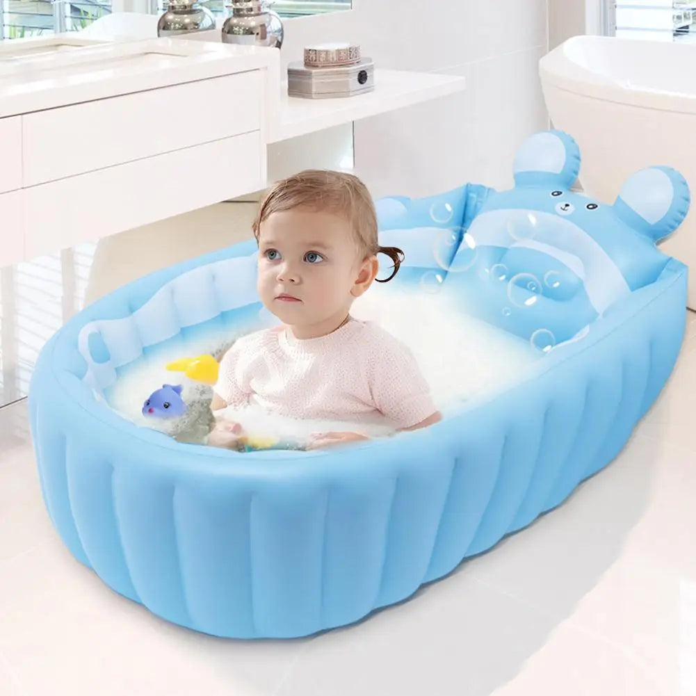 Folding Inflatable Baby Bathtub Soft Safe Anti-slip Bottom Inflatable Child's Shower Basin Portable Home Travel Folding Bathtub