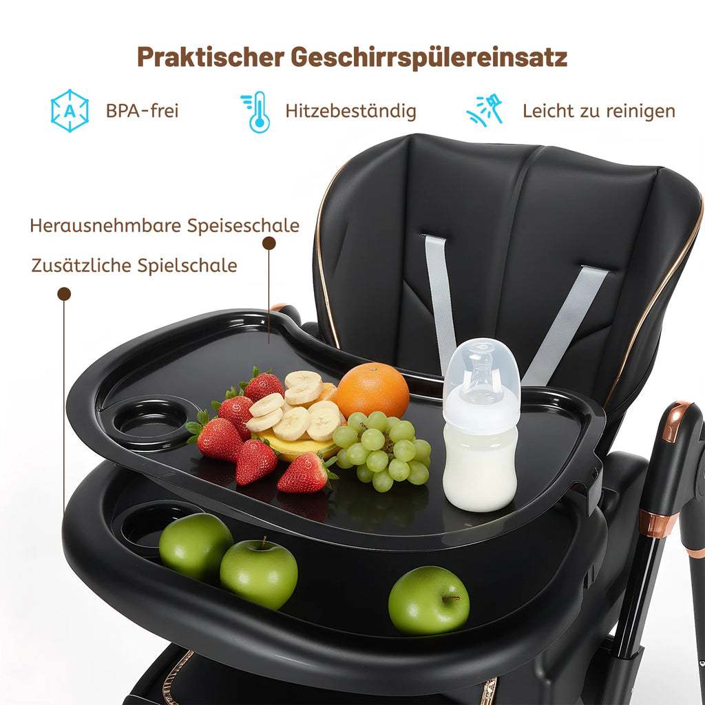 Baby High Chair 2-in-1 Combo High Chair with Swing Function Height Adjusttion Children High Chair Dining Chair Baby Chair Black