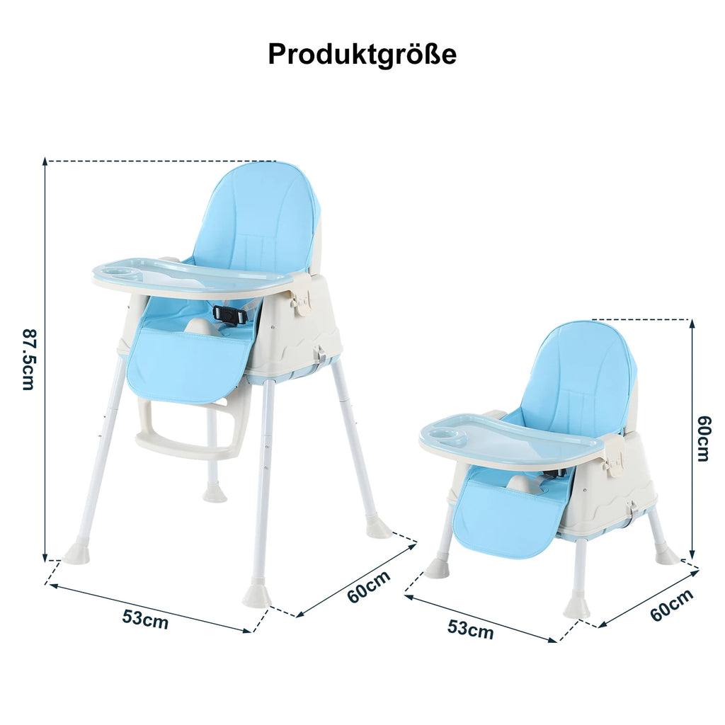 Baby chair high chair 4-in-1, height adjustable children high chair station wagon high chair with removable tray, non-slip chair leg caps