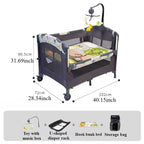 4 in 1 Portable Baby Crib Nursery Center Foldable Travel Playard with Bassinet Mattress Toys Changing Table for Newborn Infant