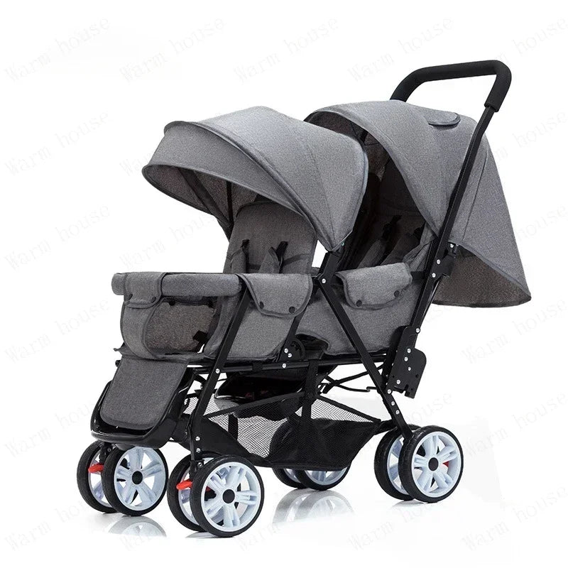 Poussette Double Jumeaux 2-en-1 Pliable