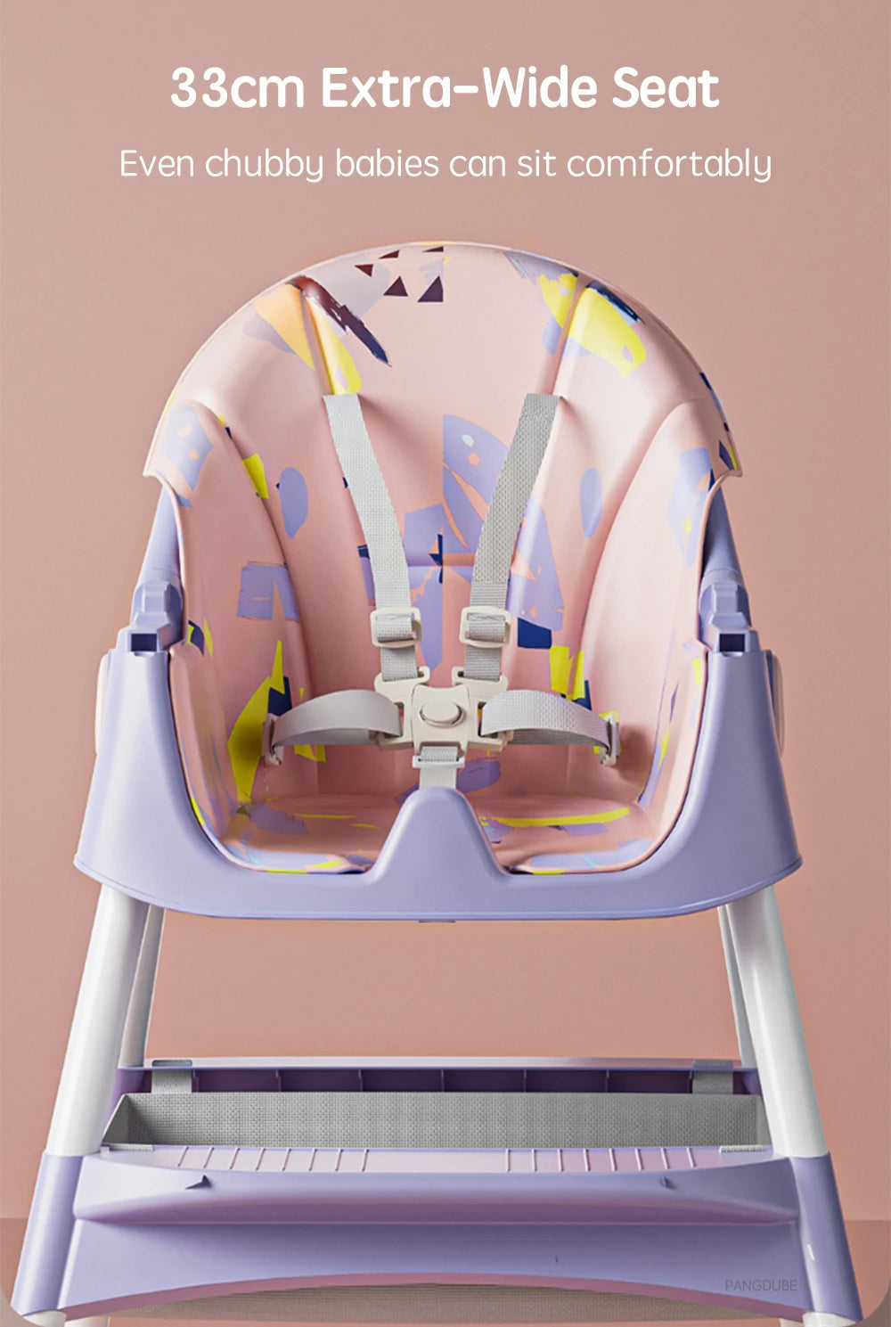 PANGDUBE Baby Seat Toddler Eating Chair Baby High Chair for Dinner Baby Feeding Chair with 4 Wheels, Bib, Bowl&spoon, Reclining