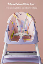 PANGDUBE Baby Seat Toddler Eating Chair Baby High Chair for Dinner Baby Feeding Chair with 4 Wheels, Bib, Bowl&spoon, Reclining
