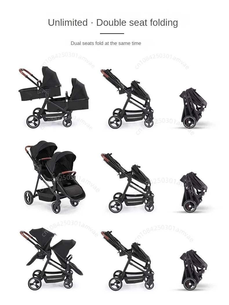 Poussette Double Légère 2-en-1 Pliable