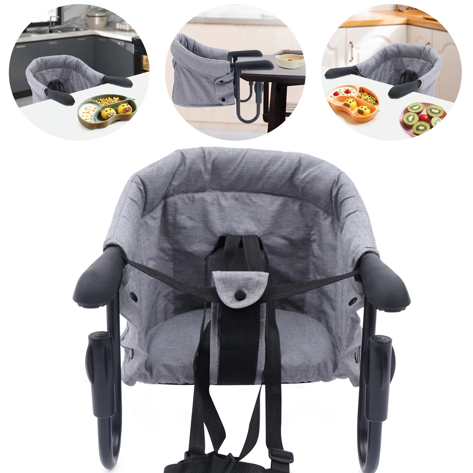 Clip On High Chair Fold-flat Storage Portable Feeding Seat High Load Design Attach To Fast Table Chair For 0-24 Months At Home