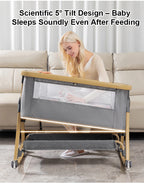 Baby Crib 3 in 1 Bedside Crib Baby Playpen Adjustable Height Rotatable Wheels Cozy Mattress Mosquito for Newborn Baby Infants