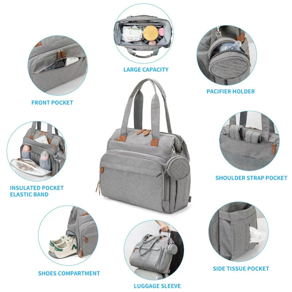 PANGDUBE Large Size Mom Dad Backpack Baby Diaper Bags with Pacifier Bag Nappy Bag for Baby Things Maternity Backpack for Mommy