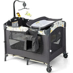 4 in 1 Portable Baby Crib Nursery Center Foldable Travel Playard with Bassinet Mattress Toys Changing Table for Newborn Infant