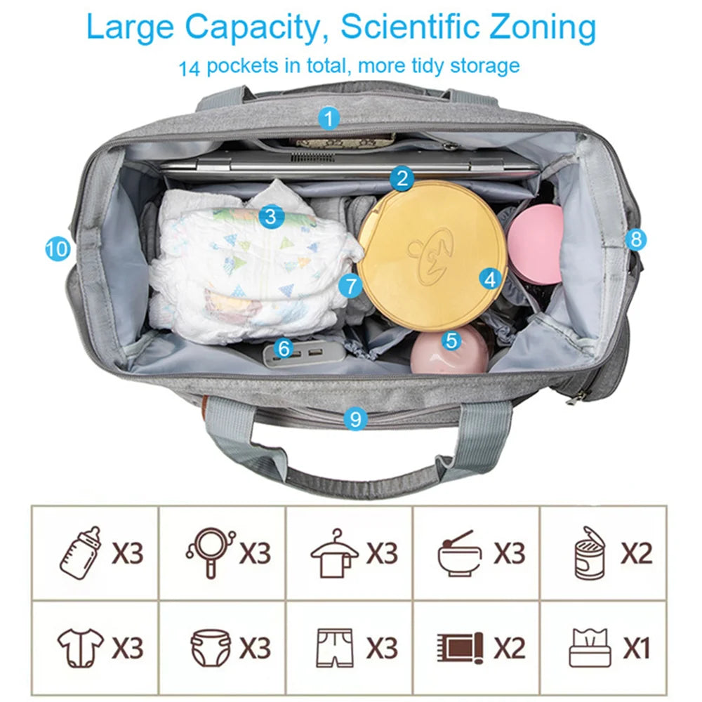 PANGDUBE Large Size Mom Dad Backpack Baby Diaper Bags with Pacifier Bag Nappy Bag for Baby Things Maternity Backpack for Mommy