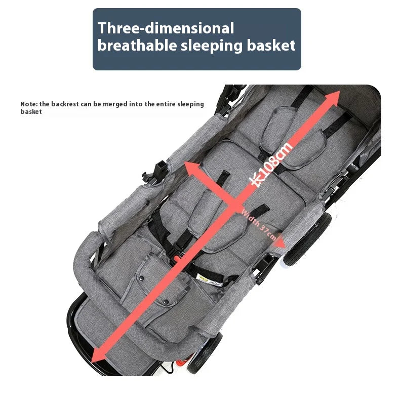 Poussette Double Jumeaux 2-en-1 Pliable