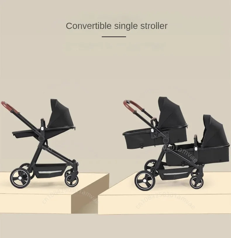 Poussette Double Légère 2-en-1 Pliable