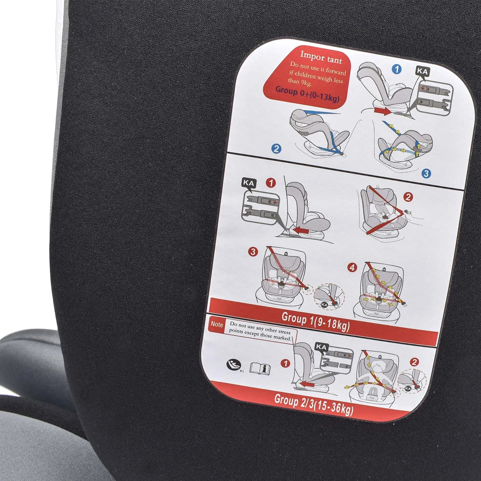AP01 KL005 Child Car Seat 360° Rotating 5-Point Belt 9-36kg 0 -12 years ECE ISOFIX Child Safety Seat