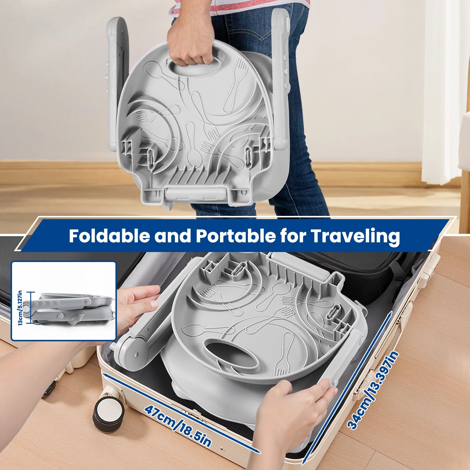 Portable High Chair for Babies & Toddlers, Foldable Booster Seat for Dining Chair, 6 Months to 3 Years, with Removable Tray